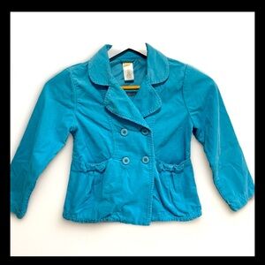 Gymboree Girls Blue Corduroy Double Breasted Peplum Jacket Size S 5 6